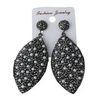 Rhinestone Clay Pave Drop Earring, with rubber earnut & Glass Pearl, for woman 67mm 