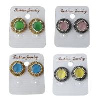 Rhinestone Clay Pave Stud Earring, with rubber earnut & Gemstone, for woman 