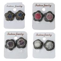 Rhinestone Clay Pave Stud Earring, with rubber earnut & Gemstone, for woman 