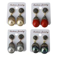 Rhinestone Clay Pave Drop Earring, with Shell Pearl & rubber earnut, for woman 41mm 