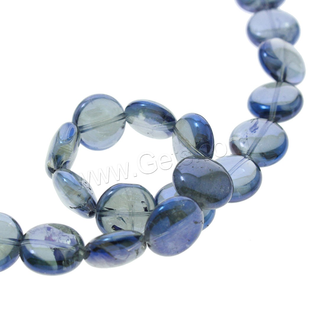 Quartz Beads, Flat Oval, colorful plated, different size for choice, Hole:Approx 1mm, Length:Approx 15.1 Inch, Sold By Strand