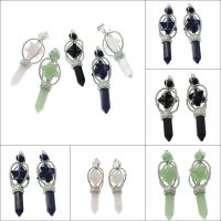 Gemstone Brass Pendants, with Brass, platinum color plated Approx 