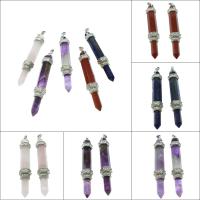Gemstone Brass Pendants, with Brass, platinum color plated Approx 