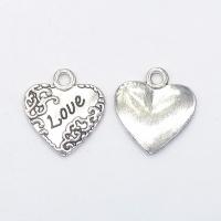 Zinc Alloy Heart Pendants, antique silver color plated Approx 2mm 