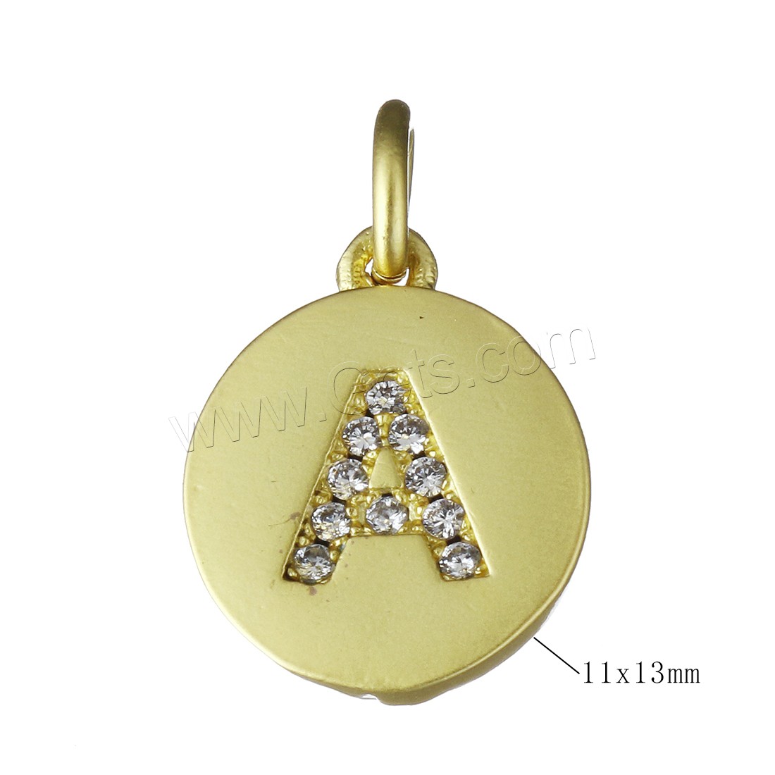 Colgante de Micro Pavé de Zirconía Cúbica, metal, Redondo aplanado, chapado, Letras son de la A la Z & micro arcilla de zirconia cúbica, más colores para la opción, 11x13x2mm, agujero:aproximado 3mm, Vendido por UD