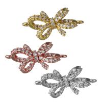 Cubic Zirconia Micro Pave Brass Connector, Bowknot, plated, micro pave cubic zirconia & 1/1 loop Approx 1.5mm 
