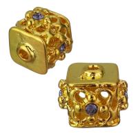 Rhinestone Brass Beads, with rhinestone, gold Approx 2mm 