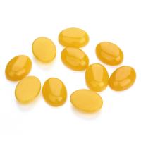gelbe Jade Cabochon, Ellipse, verschiedene Größen vorhanden & flache Rückseite, 10PC/Tasche, verkauft von Tasche
