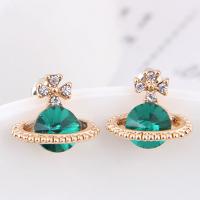 Zinc Alloy Rhinestone Stud Earring, with Acrylic, stainless steel post pin, plated, for woman & with rhinestone 15*14mm 