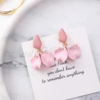 Plastic Pearl Zinc Alloy Earring, with Plastic Pearl & enamel, stainless steel post pin, plated, for woman 50*22mm 