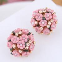 Zinc Alloy Rhinestone Stud Earring, with Czech Rhinestone, stainless steel post pin, plated, for woman & with rhinestone 20mm 