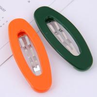 Hair Snap Clips, Zinc Alloy, with Resin, plated, for woman & two tone 52*20mm 