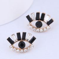 Zinc Alloy Rhinestone Stud Earring, stainless steel post pin, plated, for woman & enamel & with rhinestone, 20*14mm 
