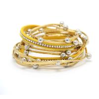 PU Leather Cord Bracelets, with Zinc Alloy, fashion jewelry & for woman & with rhinestone 