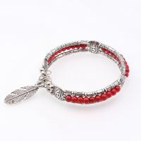 Fashion Zinc Alloy Bracelets, with Glass Beads, fashion jewelry & for woman 