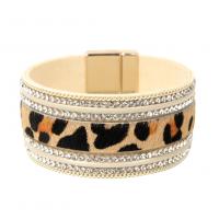 PU Leather Cord Bracelets, with horse hair & Rhinestone & Zinc Alloy, fashion jewelry & for woman 