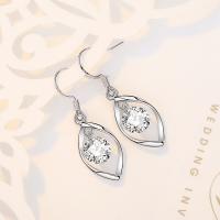 Cubic Zircon Brass Earring, platinum color plated, for woman & with cubic zirconia Approx 2mm 