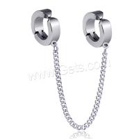 Stainless Steel Huggie Hoop Earring, silver color plated & for woman 