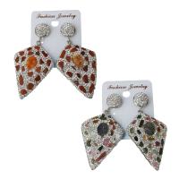 Rhinestone Clay Pave Drop Earring, with rubber earnut & Gemstone, for woman 61mm 