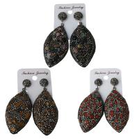 Rhinestone Clay Pave Drop Earring, with rubber earnut & Gemstone, for woman 66mm 