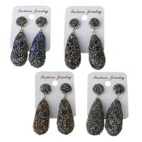 Rhinestone Clay Pave Drop Earring, with rubber earnut & Gemstone, for woman 53.5 