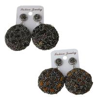 Rhinestone Clay Pave Drop Earring, with rubber earnut & Gemstone, for woman 53.5mm 