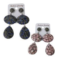 Rhinestone Clay Pave Drop Earring, with Natural Stone & rubber earnut, for woman 74mm 