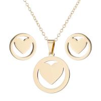 Fashion Stainless Steel Jewelry Sets, Stud Earring & necklace, plated, oval chain & for woman 10mm Approx 17.7 