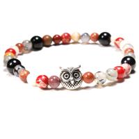 Natural Stone Bracelet, with Zinc Alloy, Owl, plated, Unisex 6mm Approx 7-7.5 Inch 