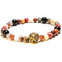 Gemstone Bracelet, with Zinc Alloy, Lion, plated, Unisex & adjustable 6mm Approx 7-7.5 Inch 