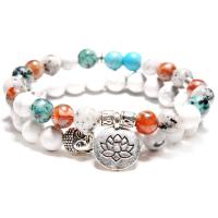 Gemstone Bracelet, with Zinc Alloy, Flat Round, plated, Unisex & adjustable Approx 7-7.8 Inch 
