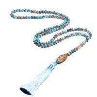 Fashion Sweater Chain Necklace, Malachite, with Cotton Thread, Tassel, Buddhist jewelry & for woman, 6mm Approx 31.5 Inch 