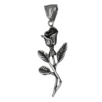 Stainless Steel Flower Pendant, Rose, blacken, original color Approx 