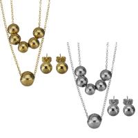 Fashion Stainless Steel Jewelry Sets, Stud Earring & necklace, with 2inch extender chain, oval chain & for woman 1.5mm,8mm Approx 16 Inch 