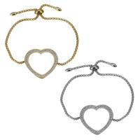 Stainless Steel Chain Bracelets, with Rhinestone Clay Pave, Heart, box chain & for woman 2.5mm Approx 7-9 Inch 