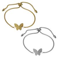 Edelstahl Armbänder, Schmetterling, Kastenkette & für Frau & satiniert, keine, 20x13mm,2mm, Länge:ca. 7-9 ZollInch, verkauft von Strang