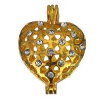 metal Bola bola colgante, con diamantes de imitación & hueco, dorado, 23x32x13mm, agujero:aproximado 3.5x5mm, diámetro interior:aproximado 18x19mm, Vendido por UD