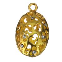 Rhinestone Brass Pendants, with rhinestone & hollow, gold Approx 2mm 