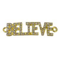 Rhinestone Brass Connector, Alphabet Letter, word believe, with rhinestone & 1/1 loop, gold Approx 2.5mm 