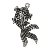 Animal Brass Pendants, Zinc Alloy, Fish, hollow, silver color 1.5mm Approx 2mm 