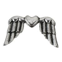 Perles intercalaires en alliage de zinc, Coeur avec des ailes, argent Environ 2mm, Vendu par PC