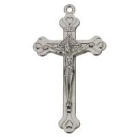 Colgantes de Cruces de latón, metal, Cruz del crucifijo, plateado, 24x43x3.5mm, agujero:aproximado 1.5mm, Vendido por UD