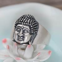 Brass Finger Ring, Buddha, real silver plated, Unisex 17*12mm 