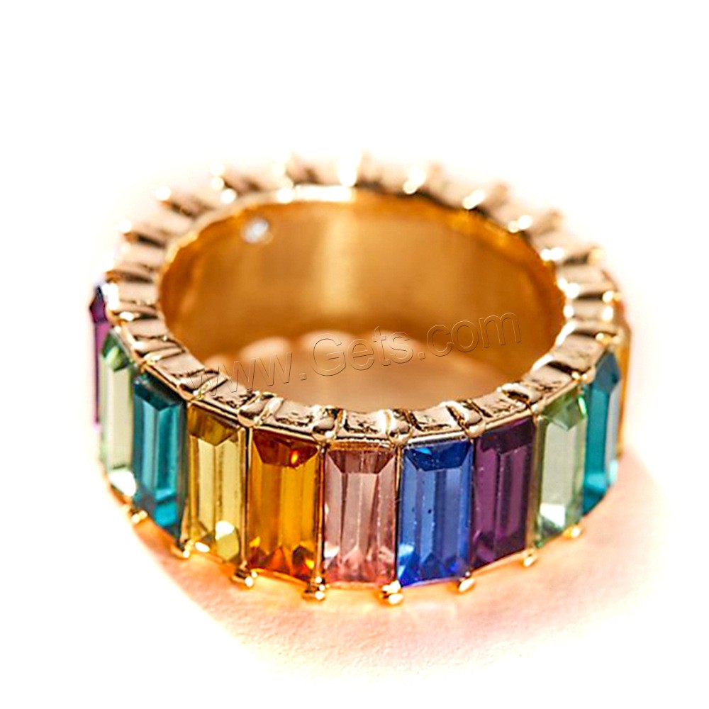 Anillo de dedo de aleación de Zinc, chapado, Joyería & diverso tamaño para la opción & para mujer & con diamantes de imitación, más colores para la opción, Vendido por UD