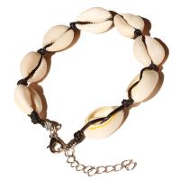 coquille bracelet de cheville, avec cordon en cuir & alliage de zinc, avec 5cm chaînes de rallonge, Placage, bijoux de mode & pour femme, plus de couleurs à choisir Environ 8.6 pouce, Vendu par brin