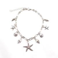 Zinc Alloy Anklet, with 5cm extender chain, plated, fashion jewelry & for woman, silver color Approx 8.6 Inch 
