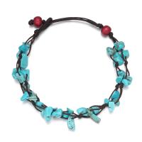 Zinc Alloy Anklet, with Seedbead & turquoise & Cotton Cord & Shell & Plastic Pearl, plated, 12 pieces & for woman, mixed colors Approx 9 Inch 