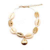 Zinc Alloy Anklet, with Cotton Cord & Shell, plated, Adjustable & fashion jewelry & for woman 