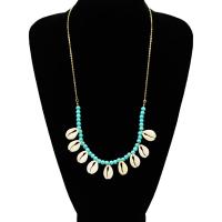 Turquoise Zinc Alloy Necklace, with turquoise & Shell, plated, fashion jewelry & for woman Approx 20 Inch 