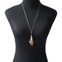 Zinc Alloy Sweater Chain Necklace, with Trumpet Shell, plated, fashion jewelry & for woman 70mm Approx 28.3 Inch 